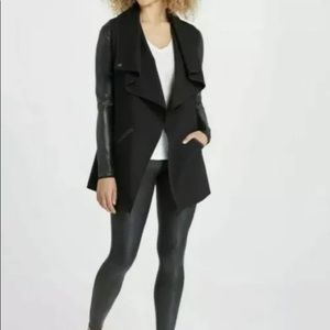 Spanx Faux Leather Draped Jacket L